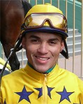 Jockey Joel Rosario won his second of four races Saturday aboard #7 No Guessing