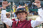 Jockey Garrett Gomez went wire-to-wire on #9 Belongs to Gotham
